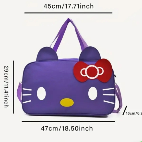 NEW Hello Kitty Canvas Large Travel Bag w/extra Shoulder Strap - Picture 7 of 7